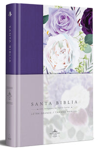 Biblia RVR1960 letra grande Tapa dura y tela moradacon flores tamaño manual / Sp anish Bible RVR 1960 Handy Size Large Print Hardcover Cloth with Purple Floral